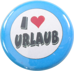 I love Urlaub Button blau